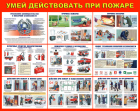 Комплект плакатов «Действия при пожаре» (9 листов).